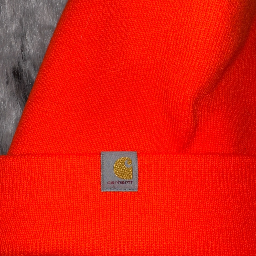 Carhartt Neon Orange Beanie Hat new - Picture 2 of 3